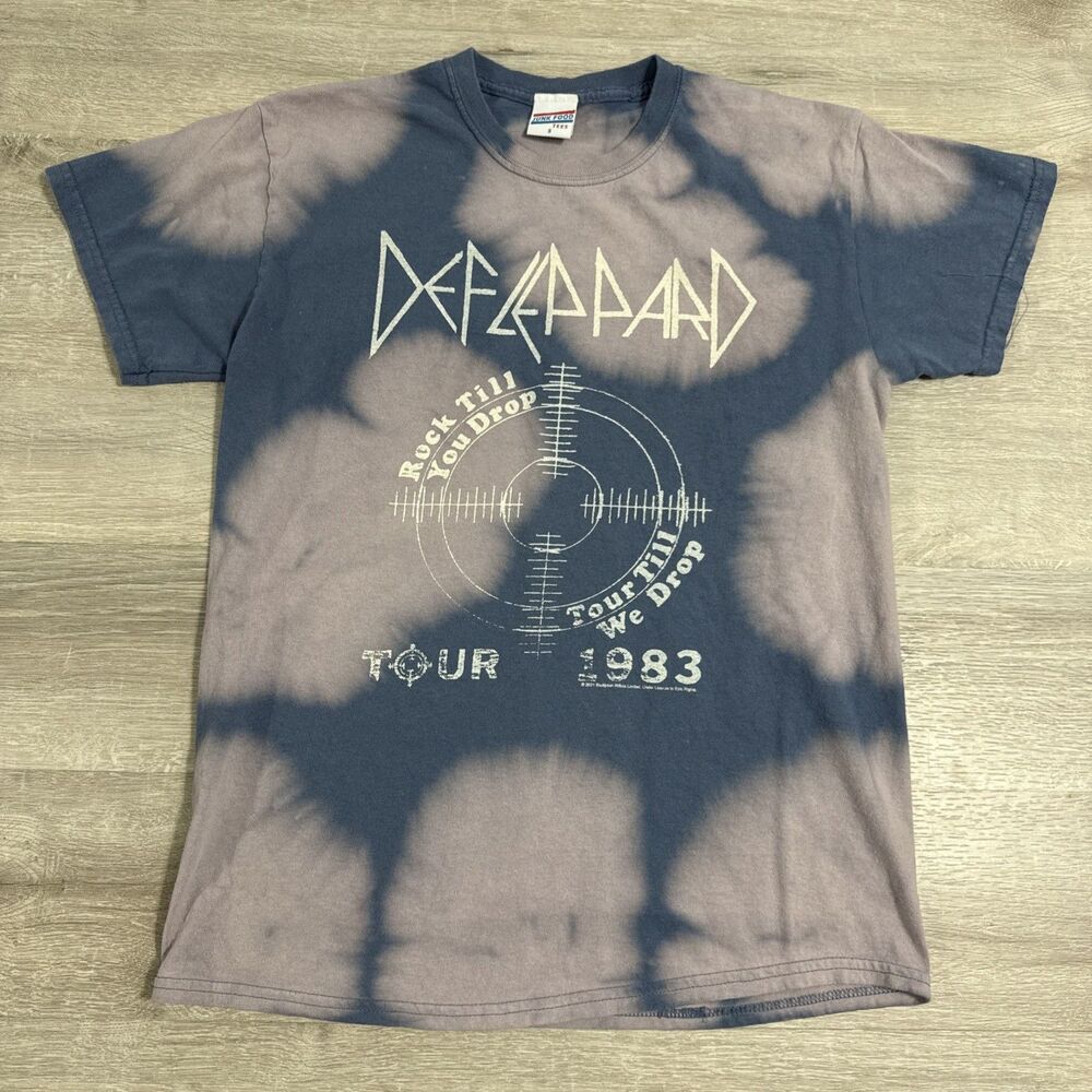 Def Leppard Shirt 1983 Tour Design Men’s Small Bleach Dye Rock Band